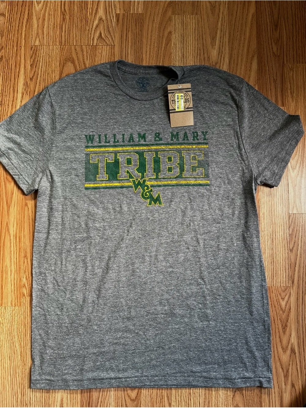 Rivalry Threads Gray William & Mary 'Tribe' Tee with Green and Gold Lettering